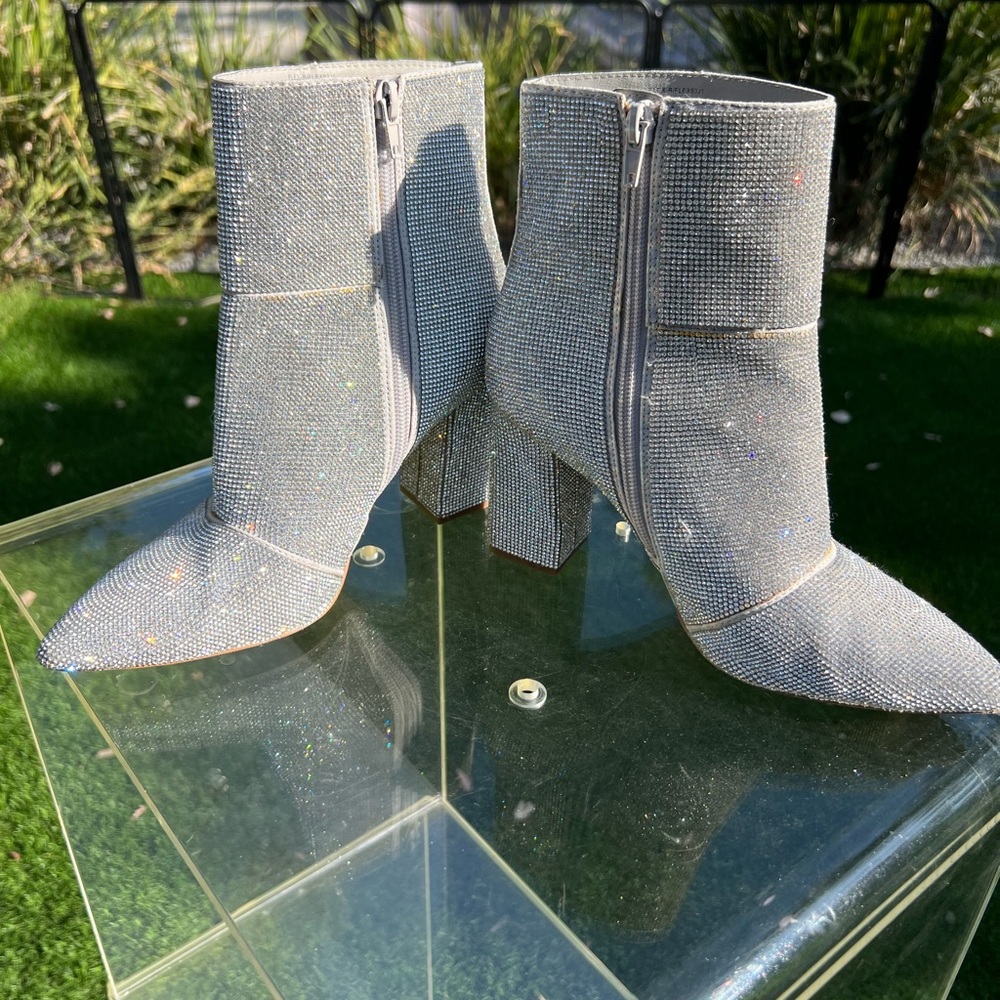 Madden Girl Cody-R Sparkling Silver Ankle Booties